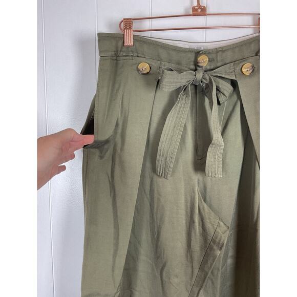 GREY Jason Wu Military Green Cropped Tie Waist Wide Leg Crop Pants Size 10 - Picture 6 of 10